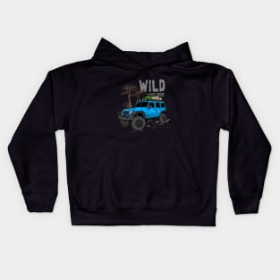 Wild Explorer Jeep - Adventure Ocean Pacific Blue Jeep Wild Explore for Outdoor enthusiasts Kids Hoodie